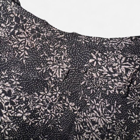 90s Eva Blue Black and Tan floral beaded ruffle dress - Picture 4 of 8